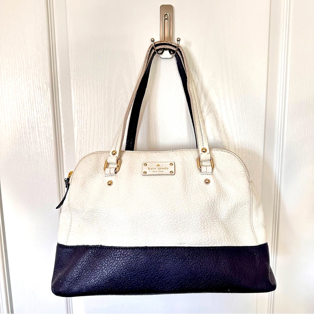 Kate Spade New York Wellesley Camryn real Leather Tote Shoulder Bag Blue & White - Picture 4 of 12